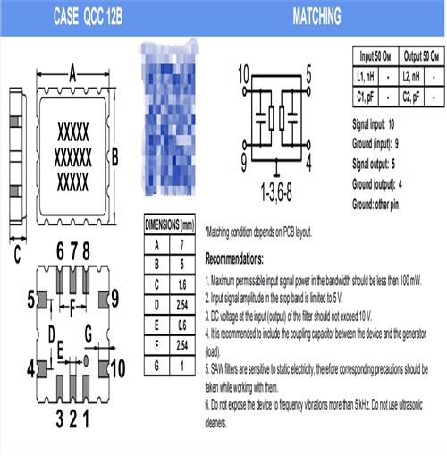 A072聲表面濾波器,A072-164M1,安克儀器設(shè)備晶振,164MHZ,7050mm